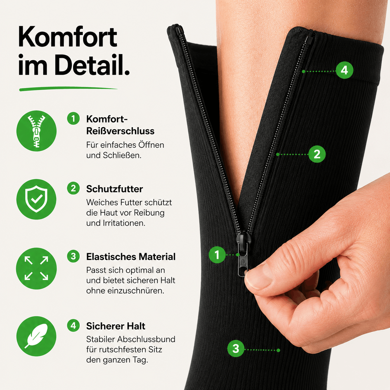 OrthoVera™ Kompressionsstrümpfe mit Reißverschluss