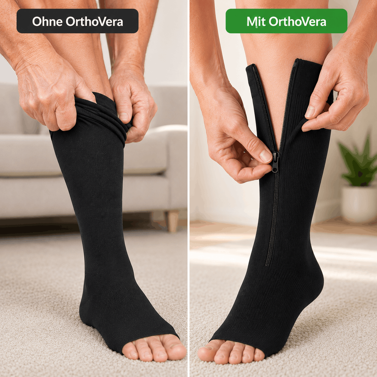 OrthoVera™ Kompressionsstrümpfe mit Reißverschluss