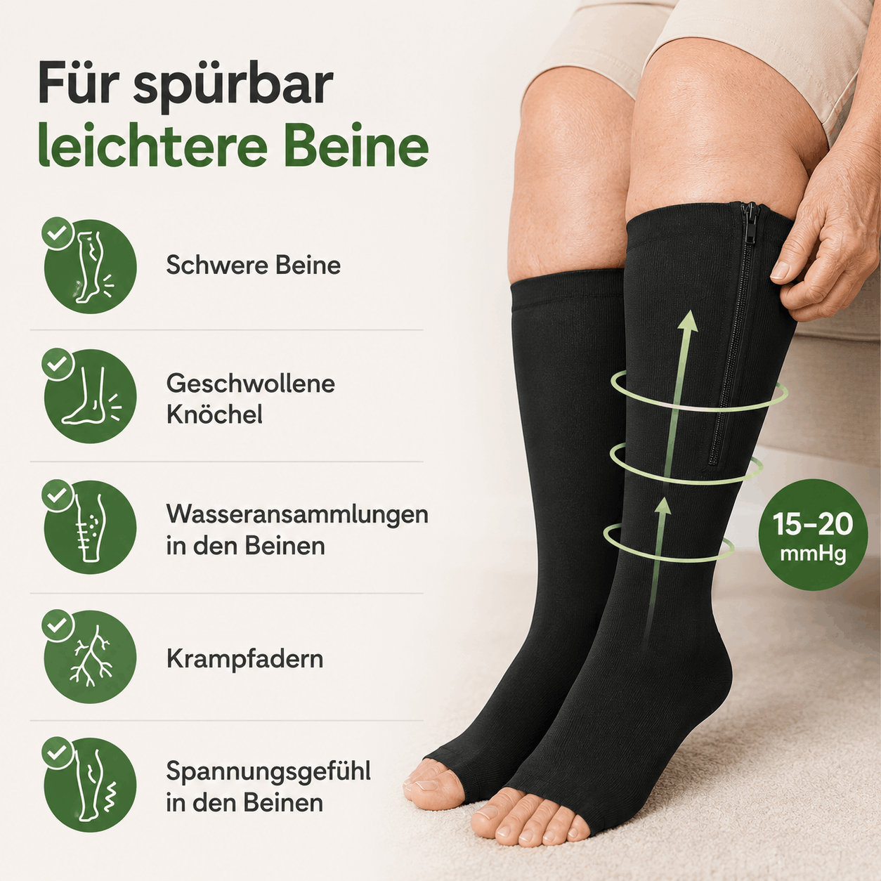 OrthoVera™ Kompressionsstrümpfe mit Reißverschluss